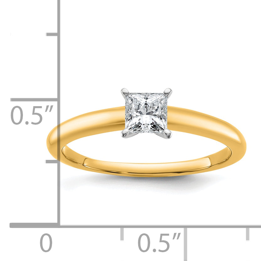 14k Two-tone 1/2 Ct. Lab Grown Diamond VS/SI+ G+ Princess Solitare Engagement Ring