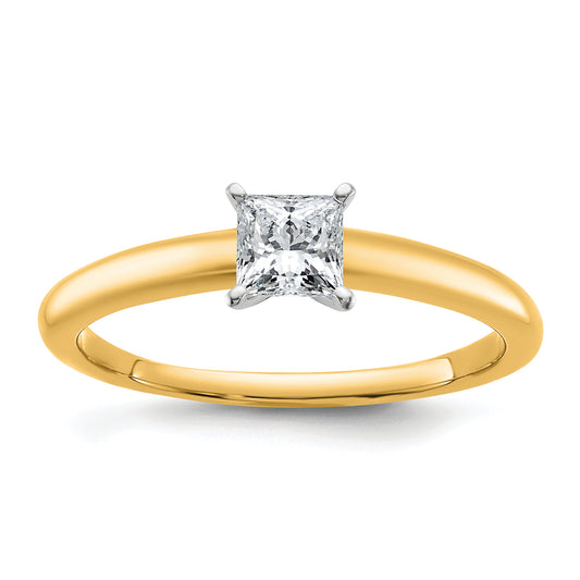 14k Two-tone 1/2 Ct. Lab Grown Diamond VS/SI+ G+ Princess Solitare Engagement Ring