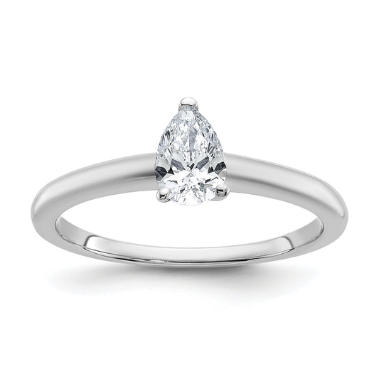 14k White Gold 1/2 Ct. Certified Lab Grown Diamond VS/SI+ G+ Pear Solitare Engagement Ring