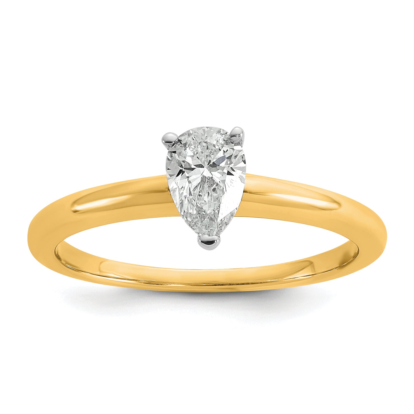 14k Two-tone 1/2 Ct. Certified Lab Grown Diamond VS/SI+ G+ Pear Solitare Engagement Ring