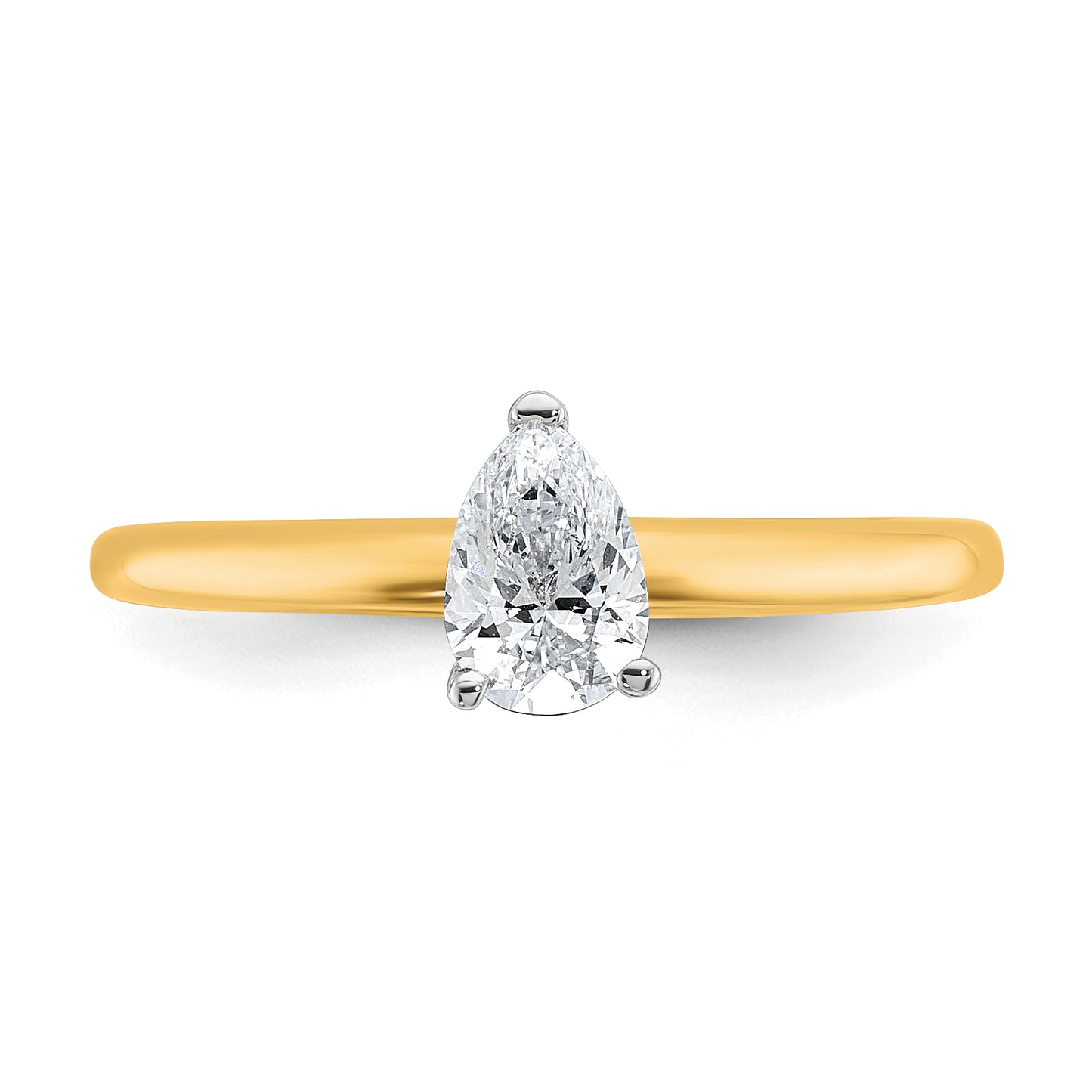 14k Two-tone 1/2 Ct. Lab Grown Diamond VS/SI+ G+ Pear Solitare Engagement Ring