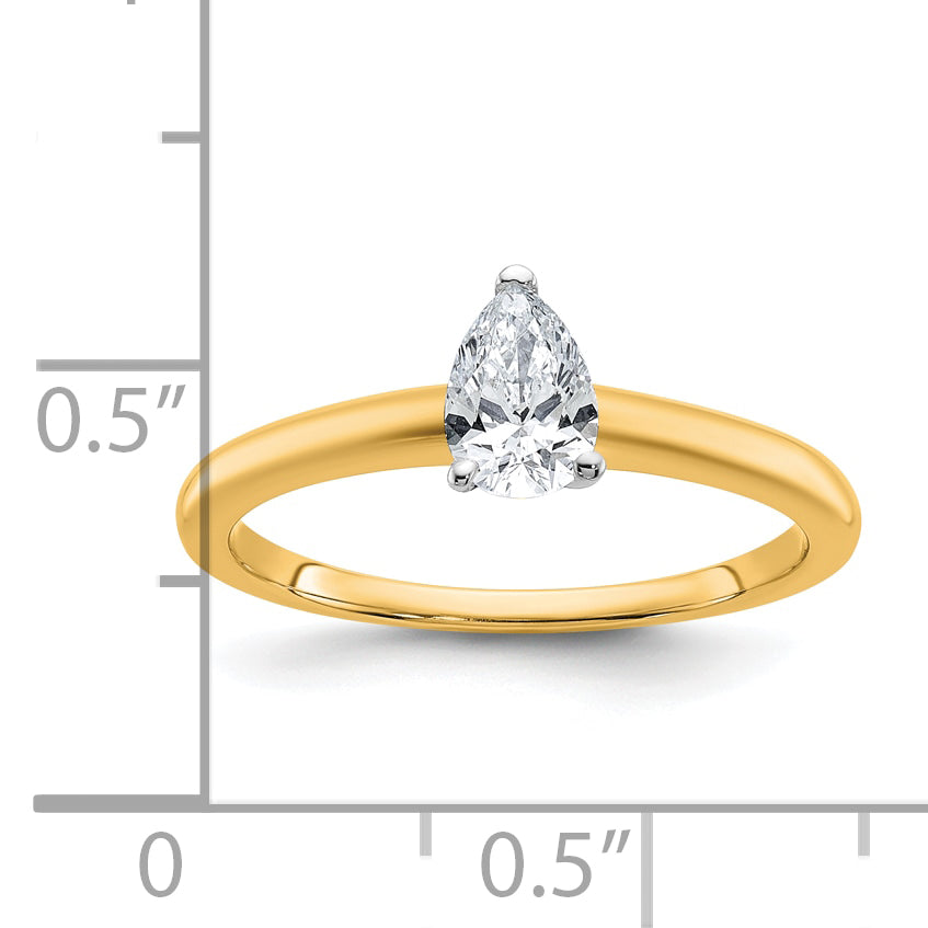 14k Two-tone 1/2 Ct. Certified Lab Grown Diamond VS/SI+ G+ Pear Solitare Engagement Ring