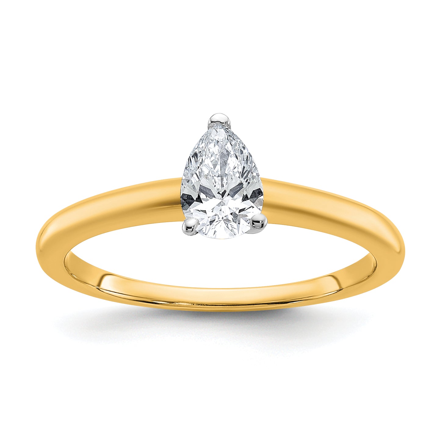 14k Two-tone 1/2 Ct. Certified Lab Grown Diamond VS/SI+ G+ Pear Solitare Engagement Ring