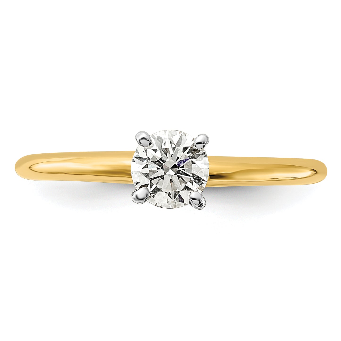 14k Two-tone 1/2 Ct. Certified Lab Grown Diamond VS/SI+ G+ Round Solitaire Engagement Ring