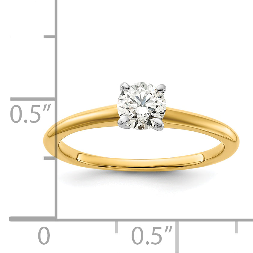 14k Two-tone 1/2 Ct. Certified Lab Grown Diamond VS/SI+ G+ Round Solitaire Engagement Ring