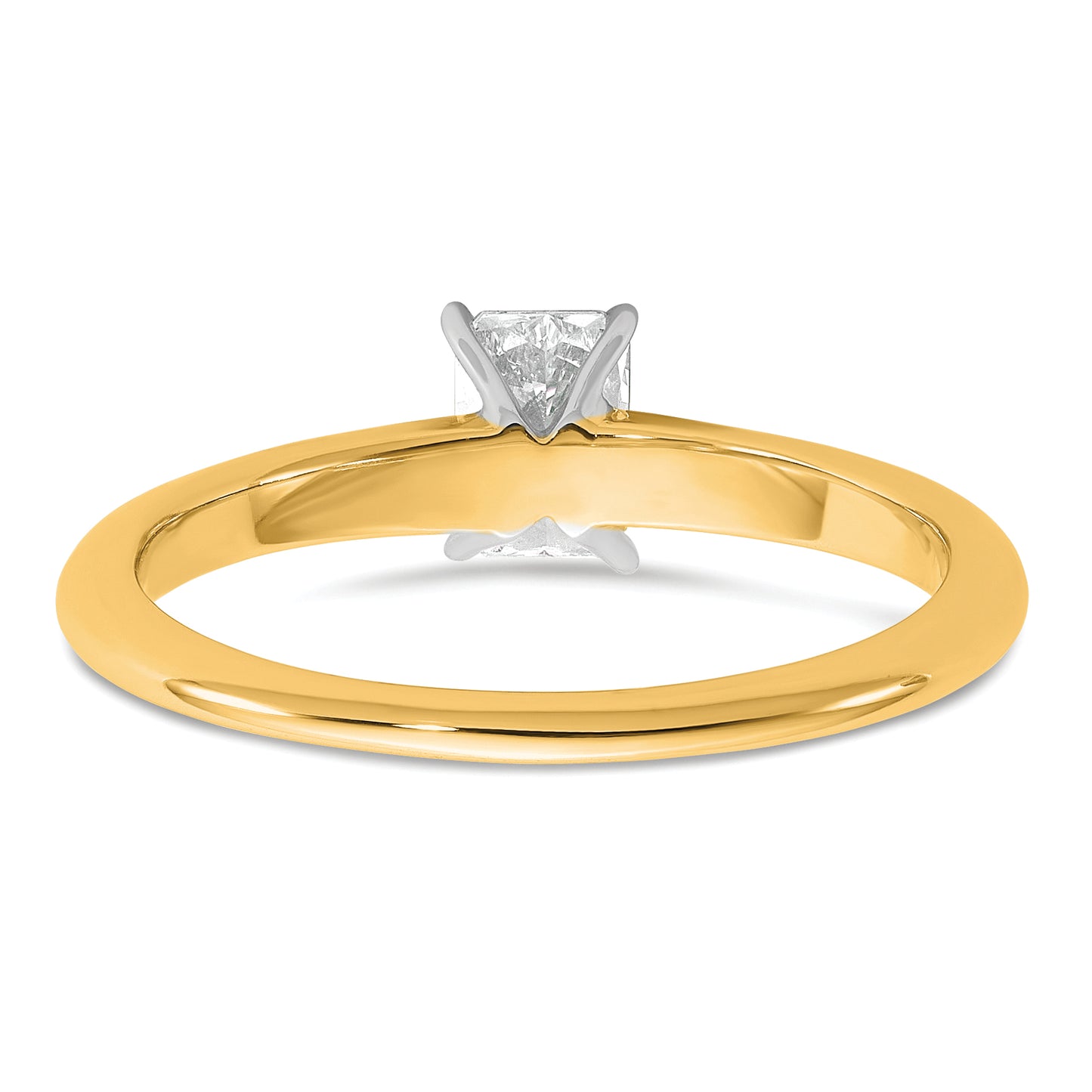 14k Two-tone 1/2 Ct. Certified Lab Grown Diamond VS/SI+ G+ Radiant Solitare Engagement Ring