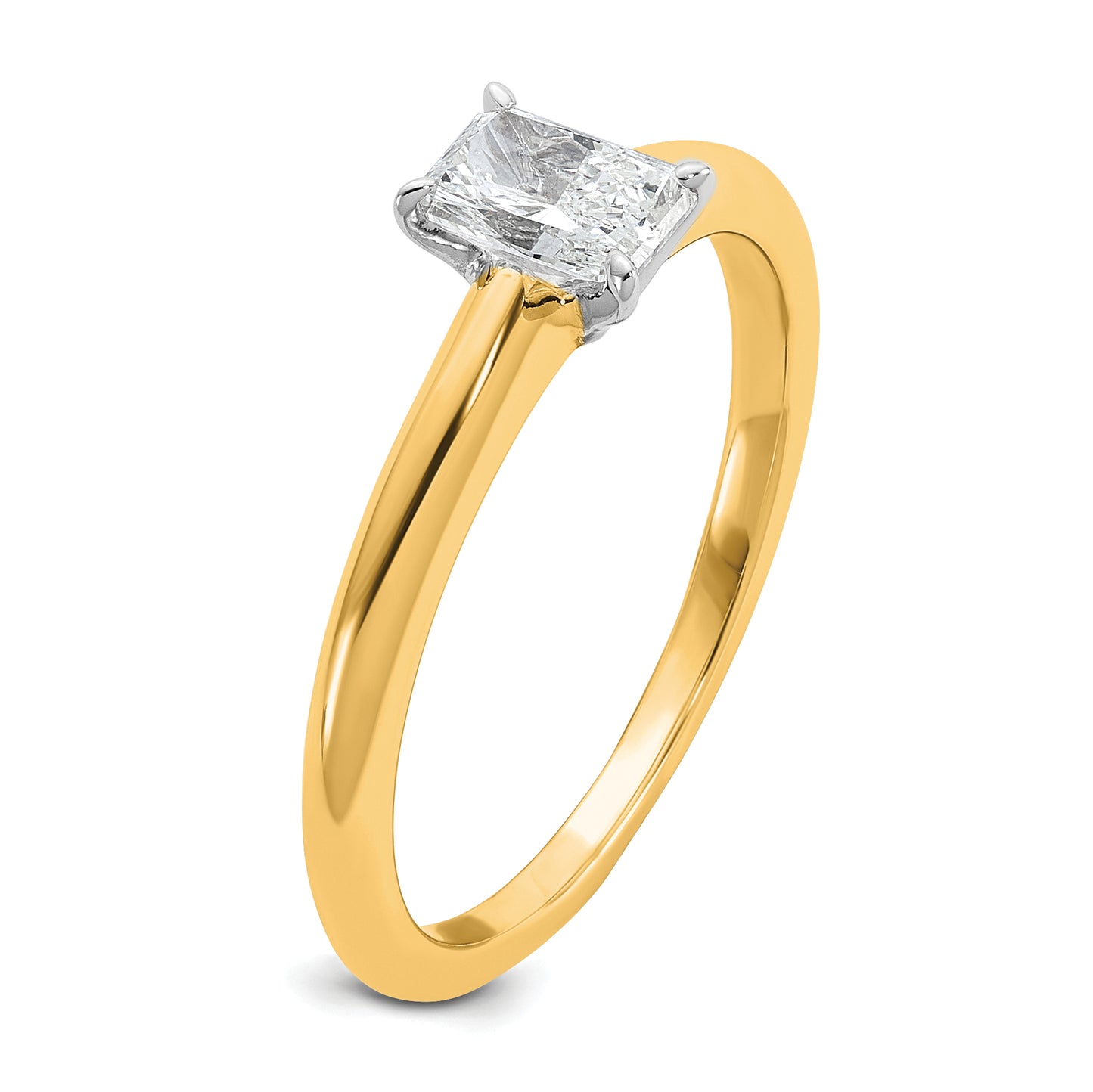 14k Two-tone 1/2 Ct. Certified Lab Grown Diamond VS/SI+ G+ Radiant Solitare Engagement Ring