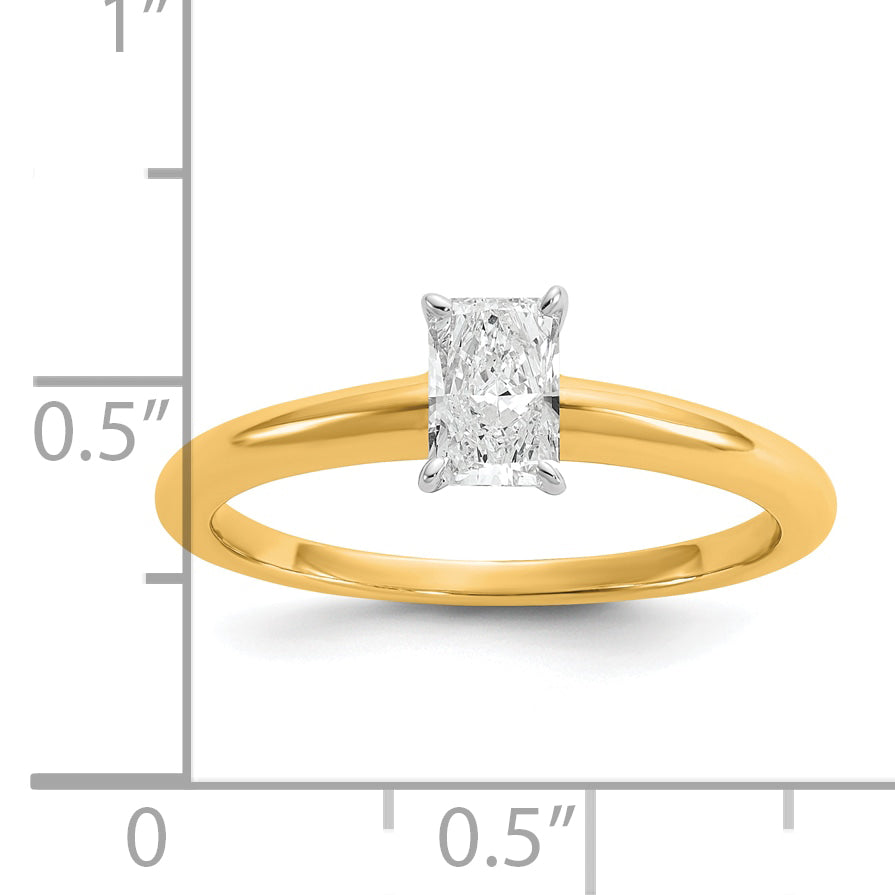 14k Two-tone 1/2 Ct. Certified Lab Grown Diamond VS/SI+ G+ Radiant Solitare Engagement Ring