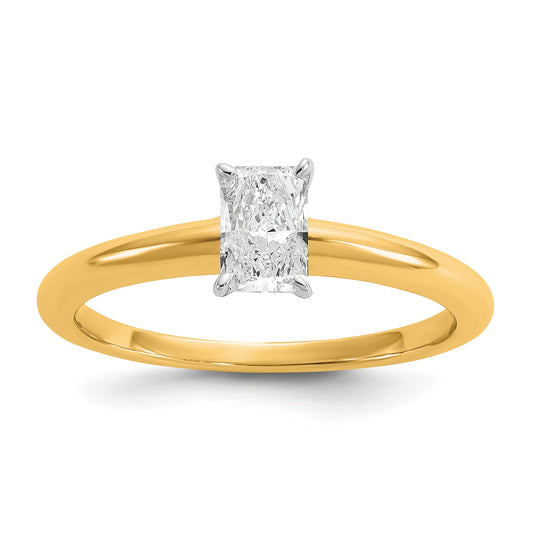 14k Two-tone 1/2 Ct. Lab Grown Diamond VS/SI+ G+ Radiant Solitare Engagement Ring