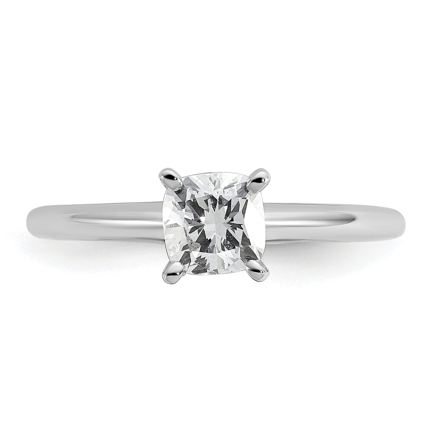 14k White Gold 3/4 Ct. Lab Grown Diamond VS/SI+ G+ Cushion Solitare Engagement Ring