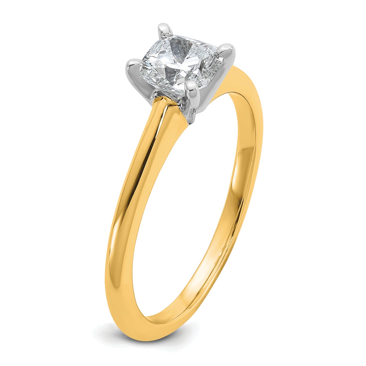 14k Two-tone 3/4 Ct. Certified Lab Grown Diamond VS/SI+ G+ Cushion Solitare Engagement Ring