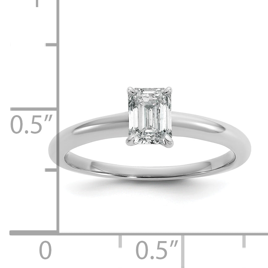 14k White Gold 3/4 Ct. Certified Lab Grown Diamond VS/SI+ G+ Emerald Solitare Engagement Ring