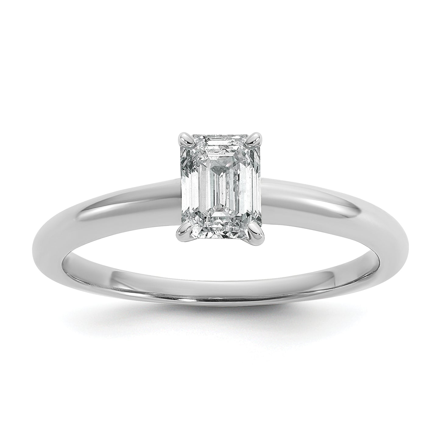 14k White Gold 3/4 Ct. Certified Lab Grown Diamond VS/SI+ G+ Emerald Solitare Engagement Ring