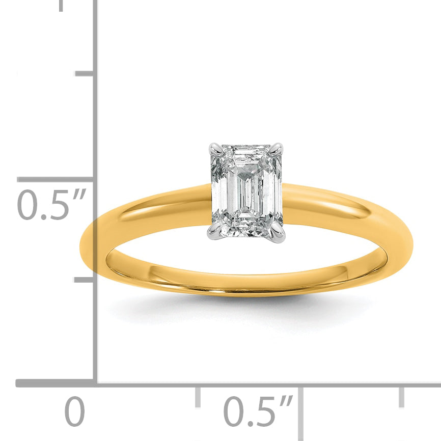 14k Two-tone 3/4 Ct. Certified Lab Grown Diamond VS/SI+ G+ Emerald Solitare Engagement Ring