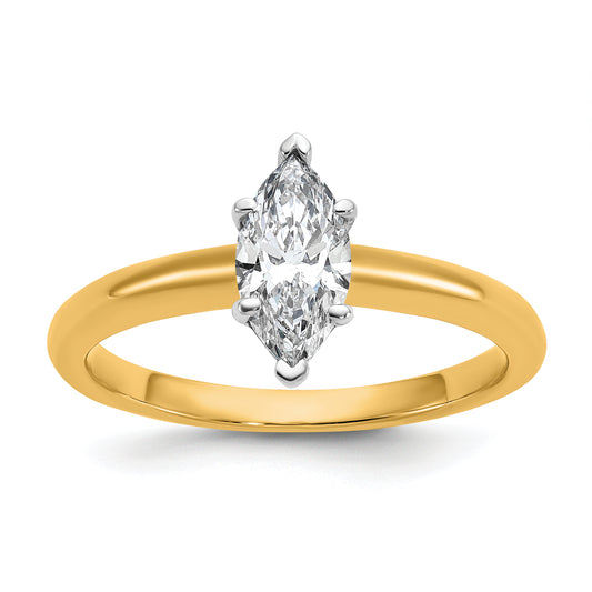 14k Two-tone 3/4 Ct. Certified Lab Grown Diamond VS/SI+ G+ Marquise Solitare Engagement Ring