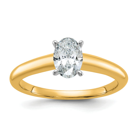 14k Two-tone 3/4 Ct. Lab Grown Diamond VS/SI+ G+ Oval Solitare Engagement Ring