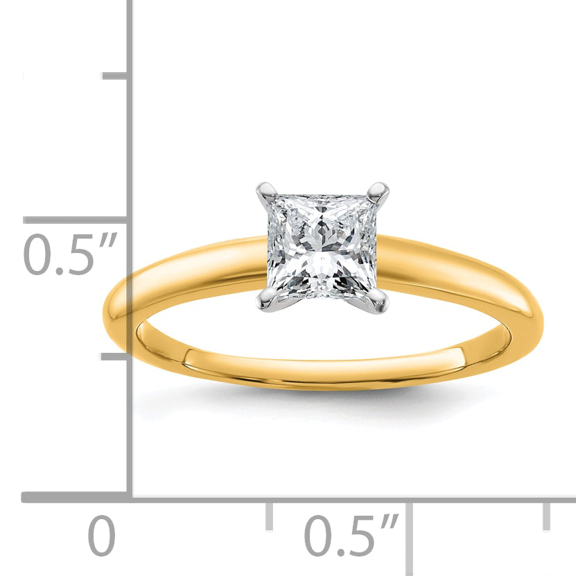 14k Two-tone 3/4 Ct. Lab Grown Diamond VS/SI+ G+ Princess Solitare Engagement Ring