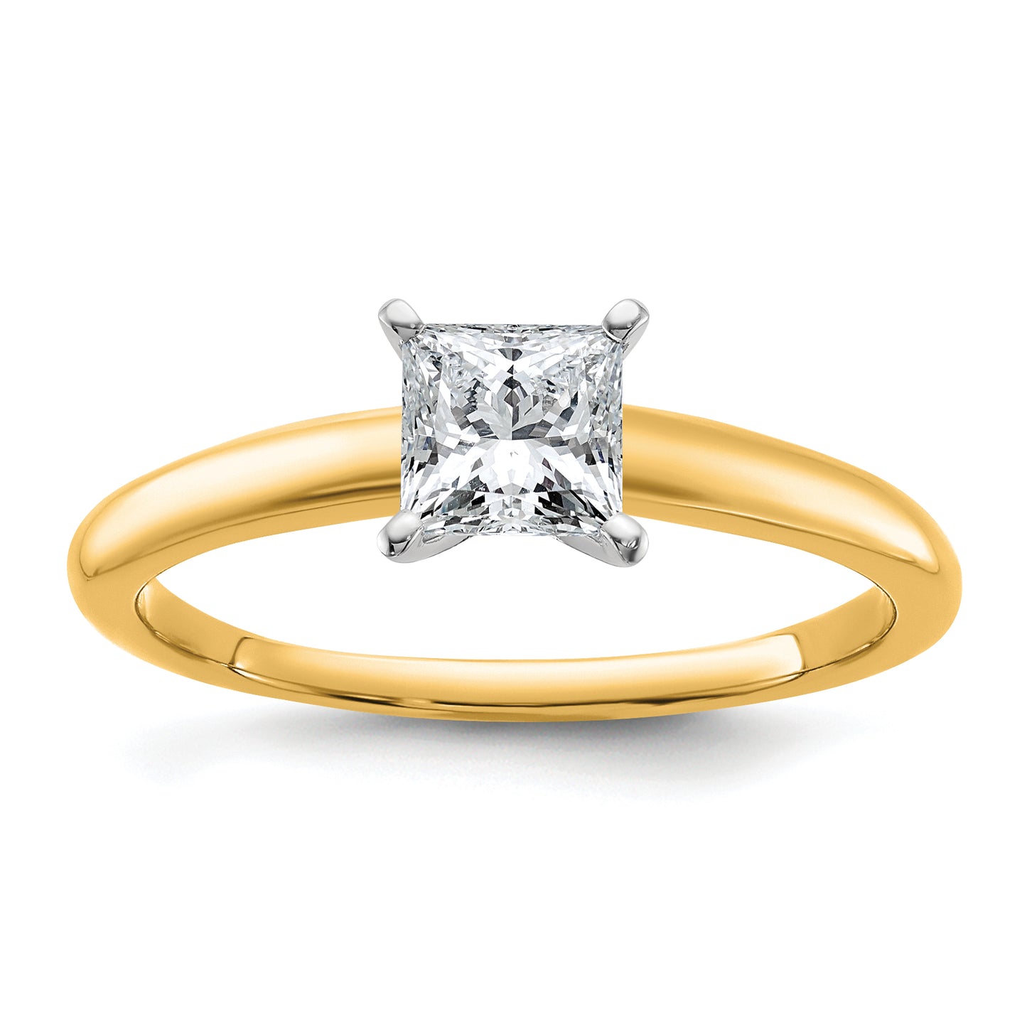 14k Two-tone 3/4 Ct. Lab Grown Diamond VS/SI+ G+ Princess Solitare Engagement Ring