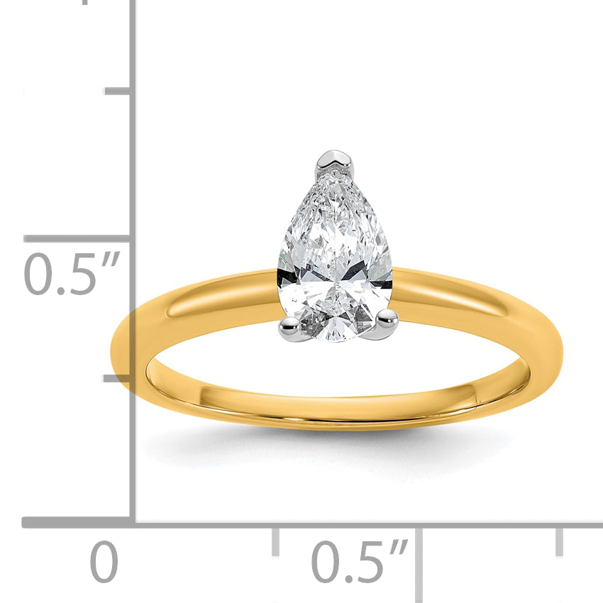 14k Two-tone 3/4 Ct. Certified Lab Grown Diamond VS/SI+ G+ Pear Solitare Engagement Ring