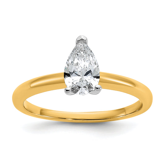 14k Two-tone 3/4 Ct. Lab Grown Diamond VS/SI+ G+ Pear Solitare Engagement Ring