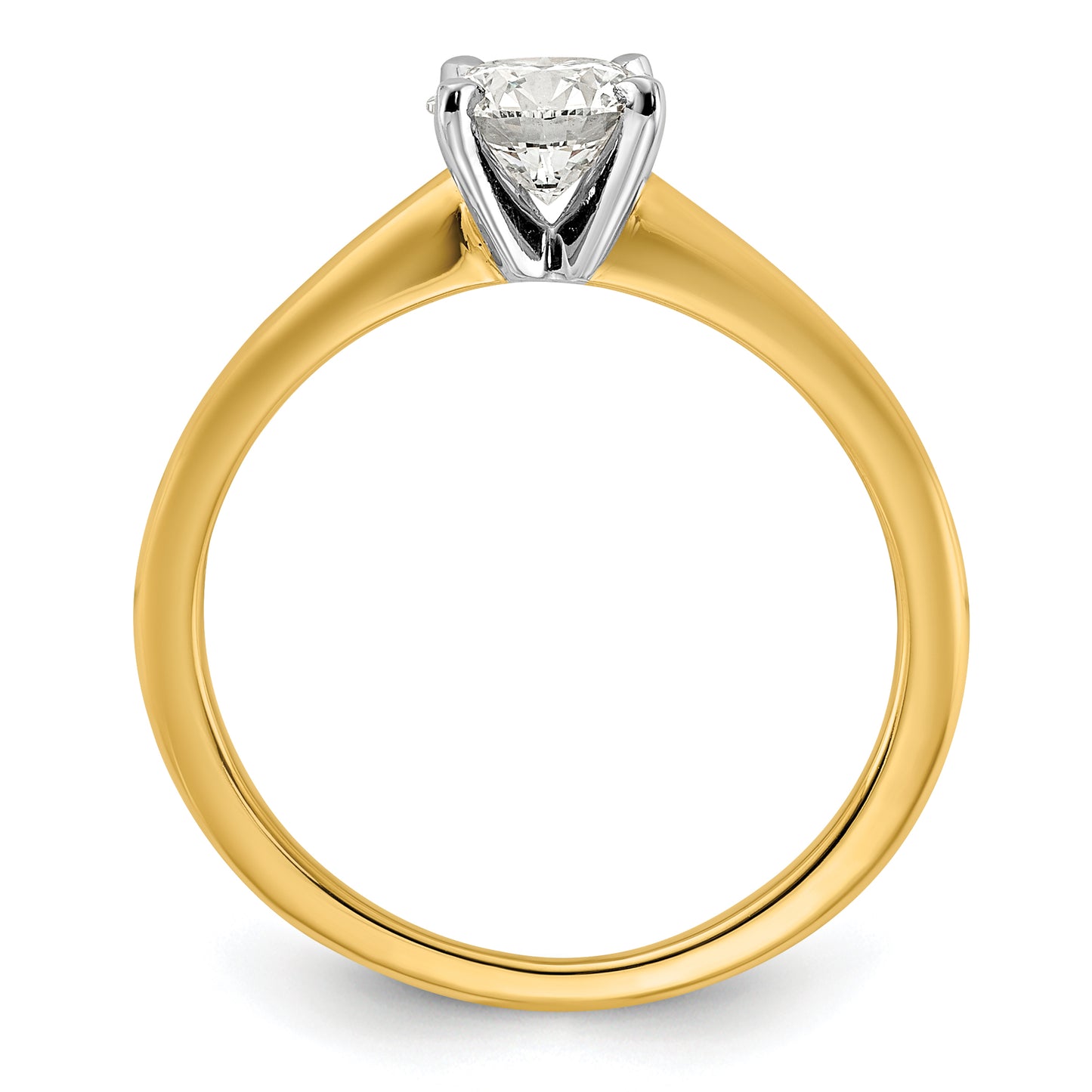 14k Two-tone 3/4 Ct. Certified Lab Grown Diamond VS/SI+ G+ Round Solitaire Engagement Ring