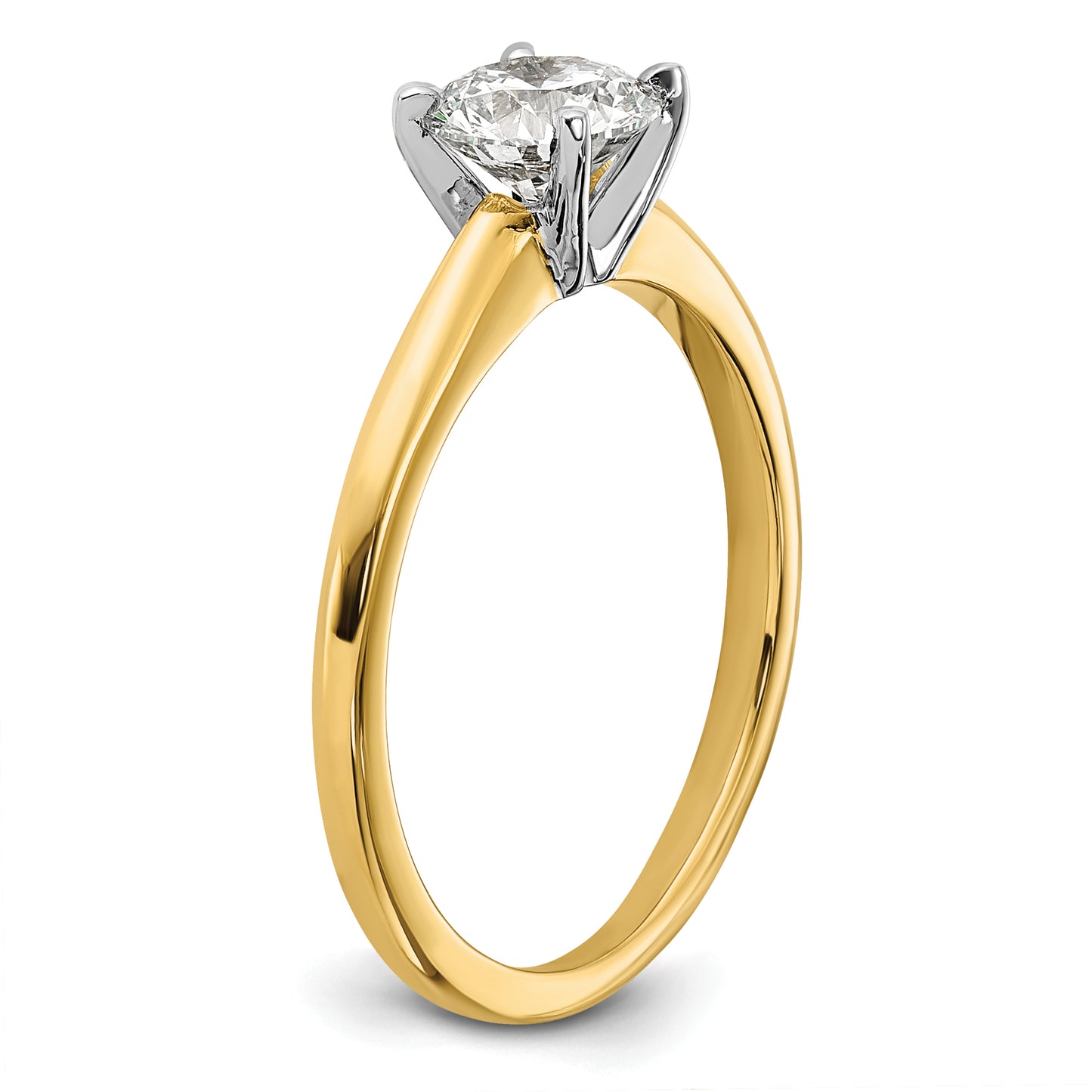 14k Two-tone 3/4 Ct. Certified Lab Grown Diamond VS/SI+ G+ Round Solitaire Engagement Ring