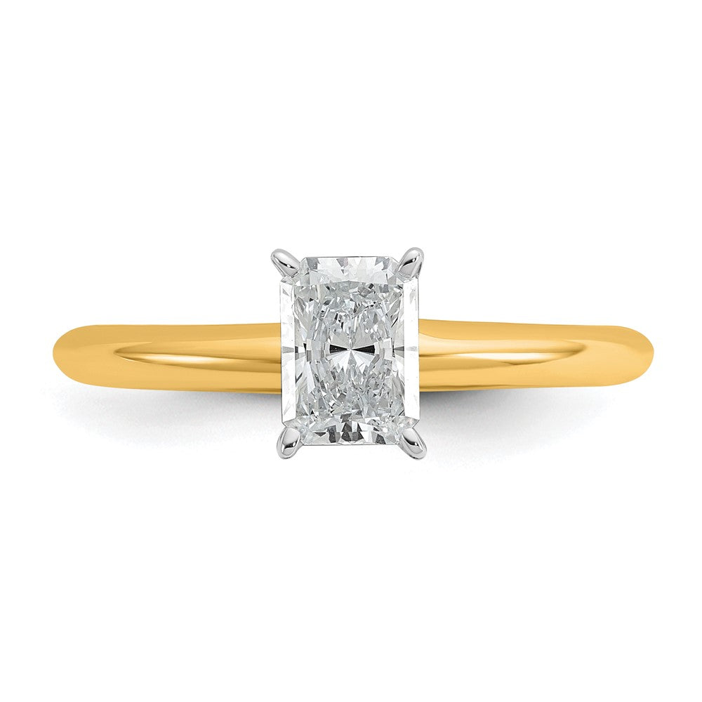 14k Two-tone 3/4 Ct. Lab Grown Diamond VS/SI+ G+ Radiant Solitare Engagement Ring