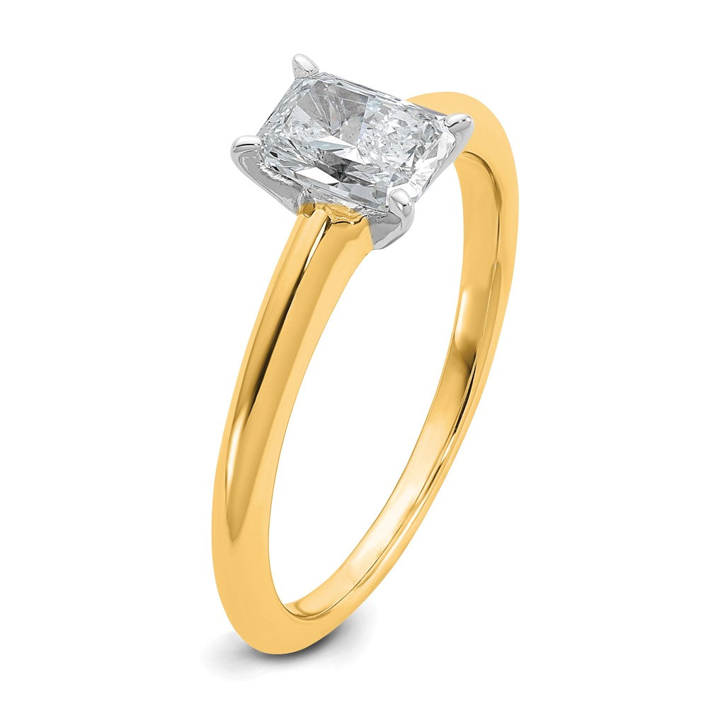 14k Two-tone 3/4 Ct. Lab Grown Diamond VS/SI+ G+ Radiant Solitare Engagement Ring