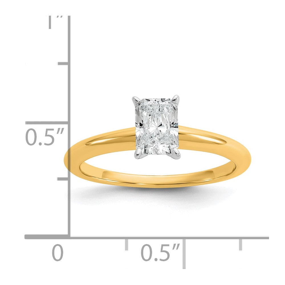 14k Two-tone 3/4 Ct. Lab Grown Diamond VS/SI+ G+ Radiant Solitare Engagement Ring