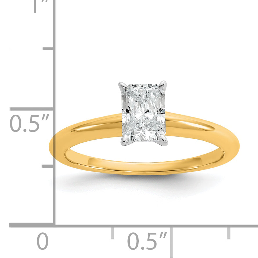 14k Two-tone 3/4 Ct. Certified Lab Grown Diamond VS/SI+ G+ Radiant Solitare Engagement Ring