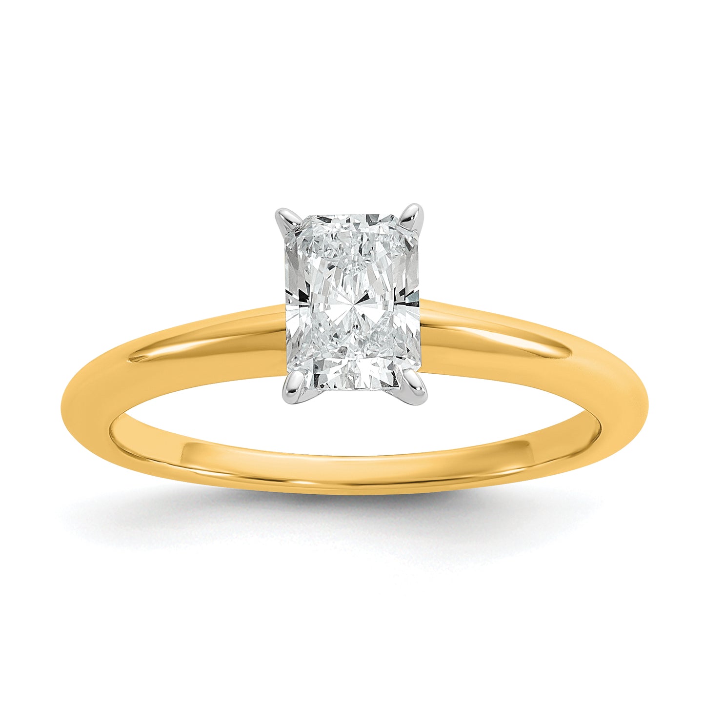 14k Two-tone 3/4 Ct. Certified Lab Grown Diamond VS/SI+ G+ Radiant Solitare Engagement Ring