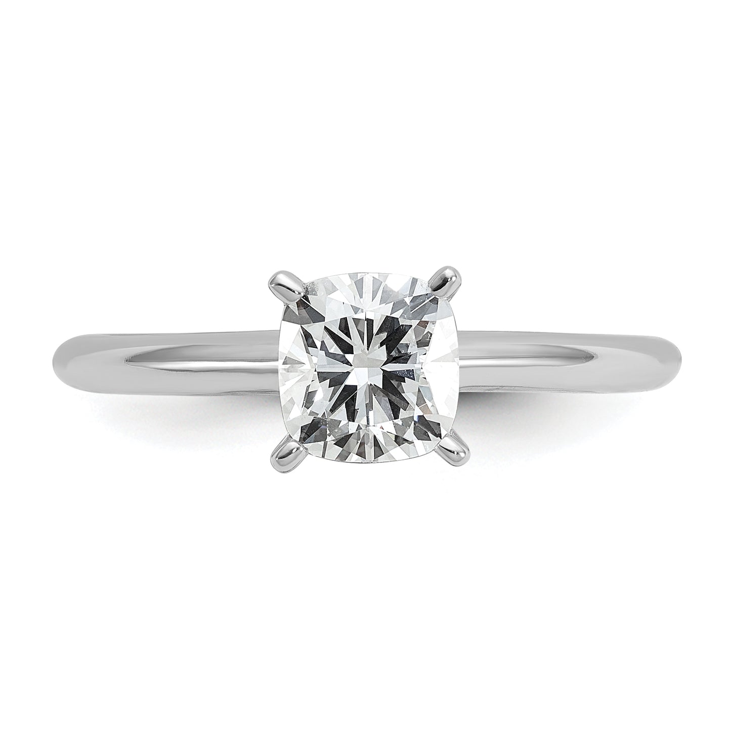 14k White Gold 1 Ct. Certified Lab Grown Diamond VS/SI+ G+ Cushion Solitare Engagement Ring