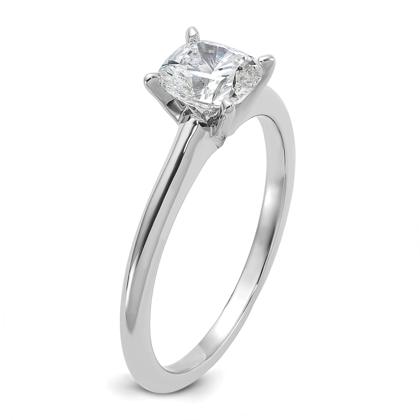 14k White Gold 1 Ct. Certified Lab Grown Diamond VS/SI+ G+ Cushion Solitare Engagement Ring