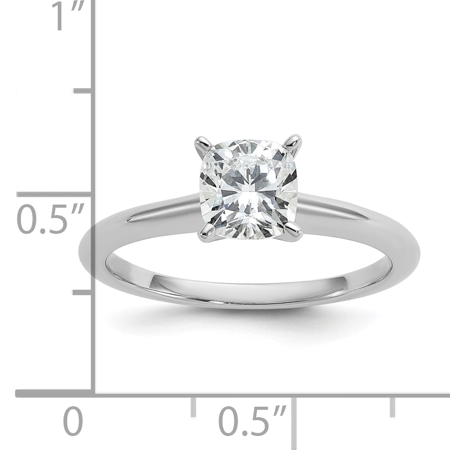 14k White Gold 1 Ct. Certified Lab Grown Diamond VS/SI+ G+ Cushion Solitare Engagement Ring