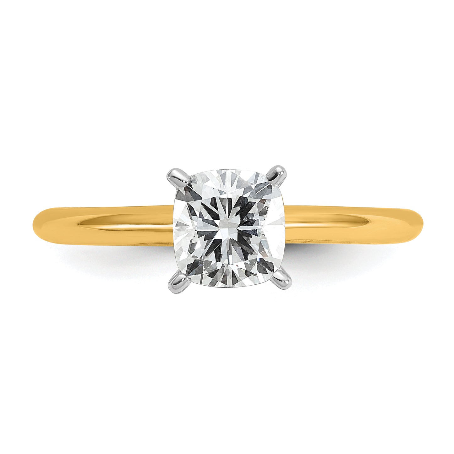 14k Two-tone 1 Ct. Certified Lab Grown Diamond VS/SI+ G+ Cushion Solitare Engagement Ring