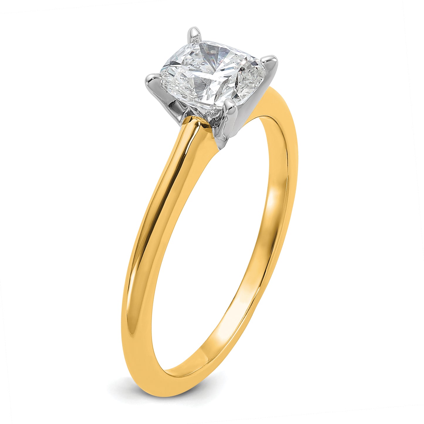 14k Two-tone 1 Ct. Lab Grown Diamond VS/SI+ G+ Cushion Solitare Engagement Ring