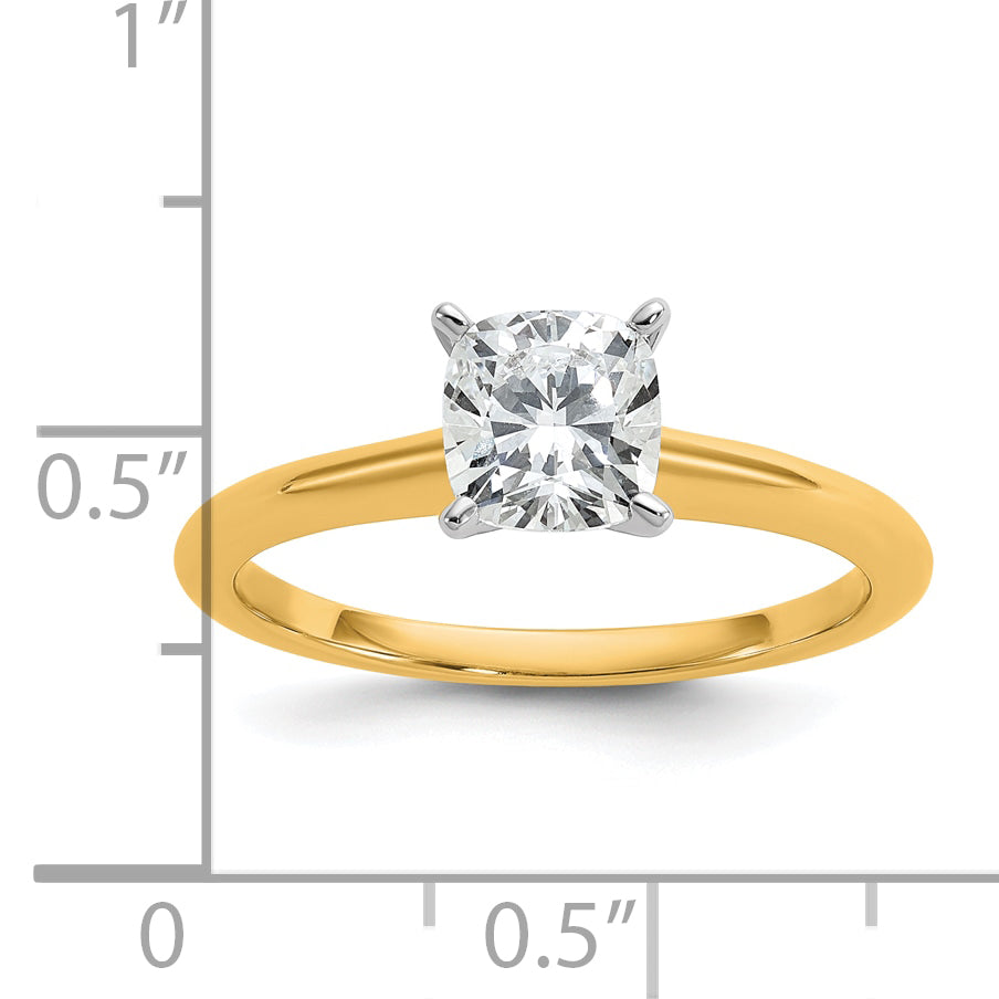 14k Two-tone 1 Ct. Certified Lab Grown Diamond VS/SI+ G+ Cushion Solitare Engagement Ring