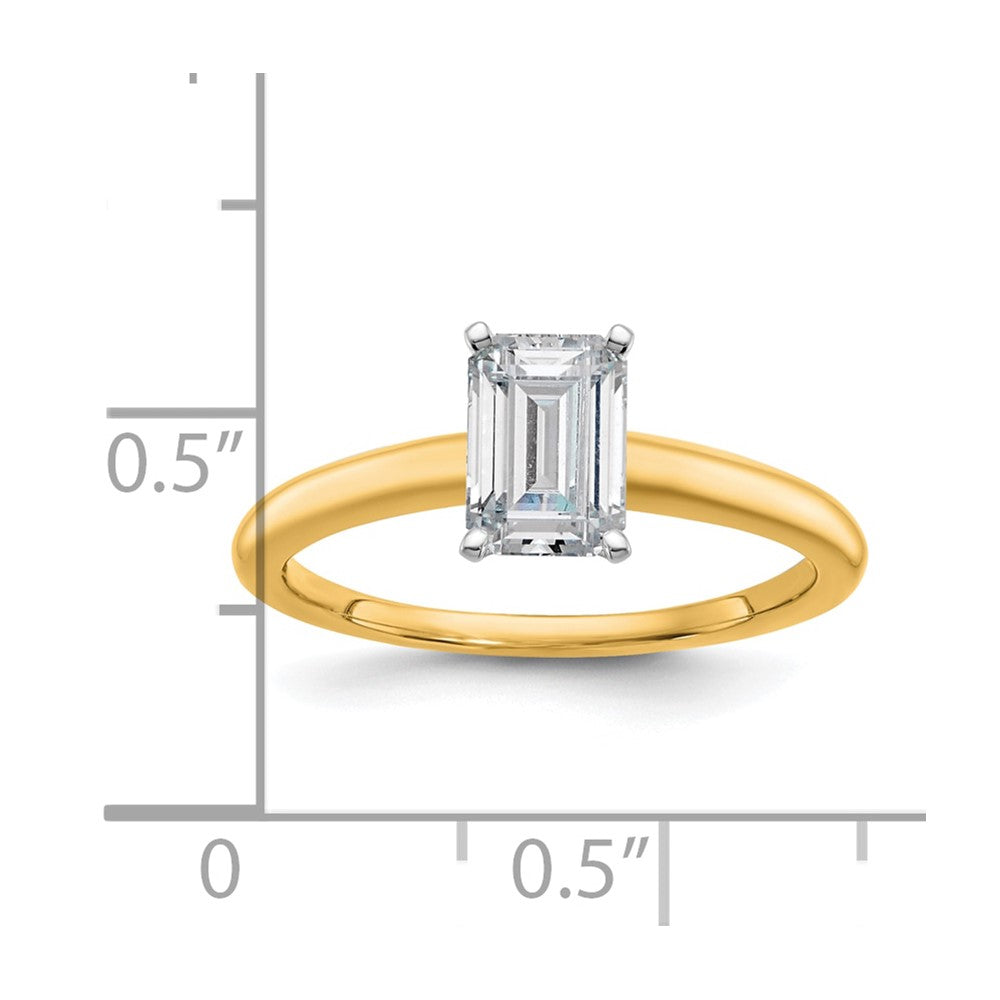 14k Two-tone 1 Ct. Lab Grown Diamond VS/SI+ G+ Emerald Solitare Engagement Ring