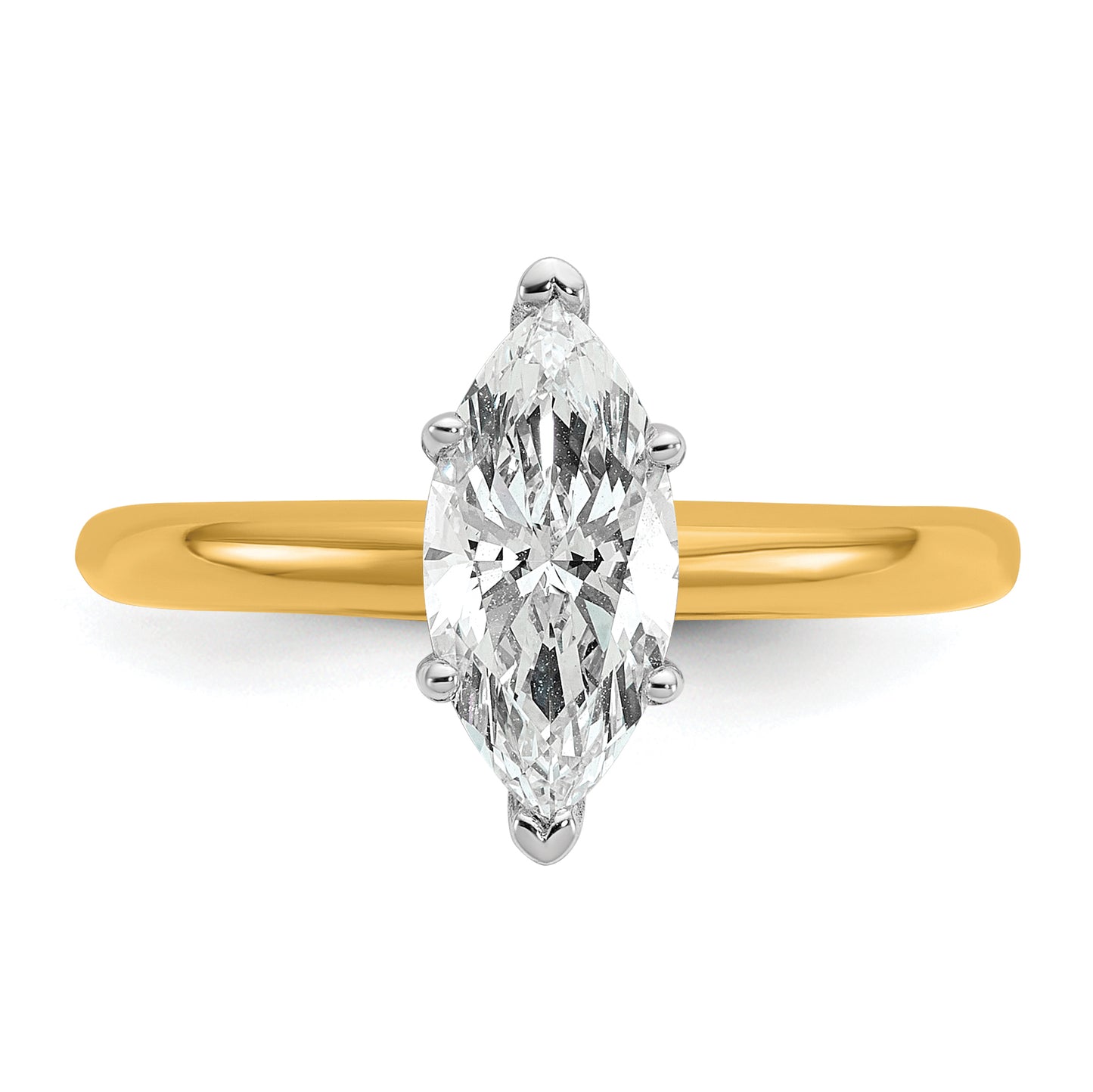 14k Two-tone 1 Ct. Lab Grown Diamond VS/SI+ G+ Marquise Solitare Engagement Ring