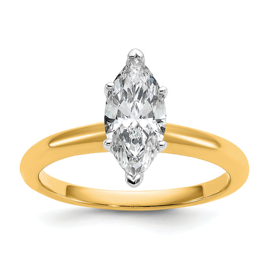 14k Two-tone 1 Ct. Certified Lab Grown Diamond VS/SI+ G+ Marquise Solitare Engagement Ring