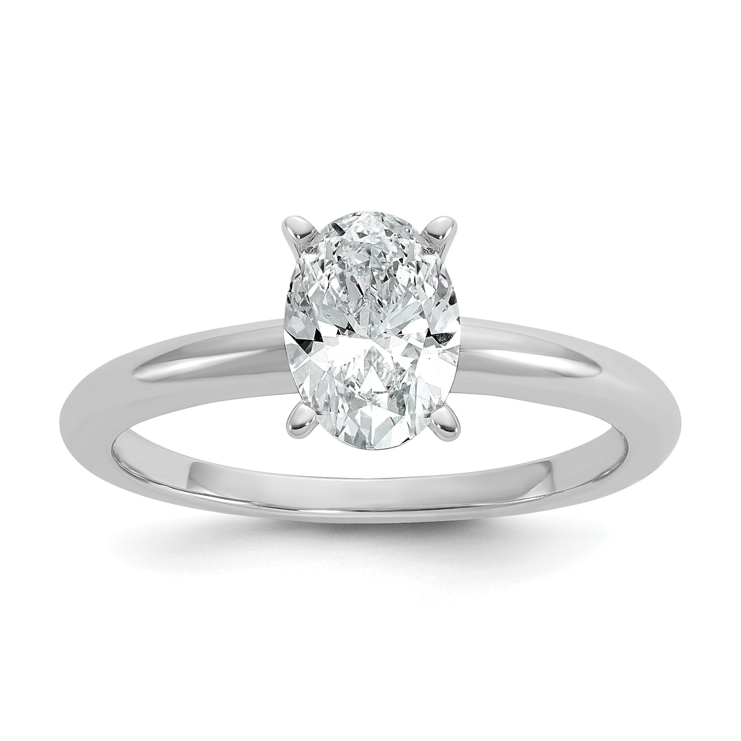 14k White Gold 1 Ct. Certified Lab Grown Diamond VS/SI+ G+ Oval Solitare Engagement Ring