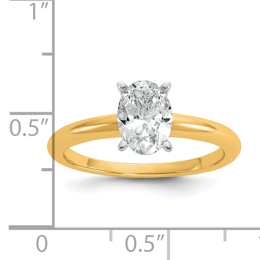 14k Two-tone 1 Ct. Lab Grown Diamond VS/SI+ G+ Oval Solitare Engagement Ring