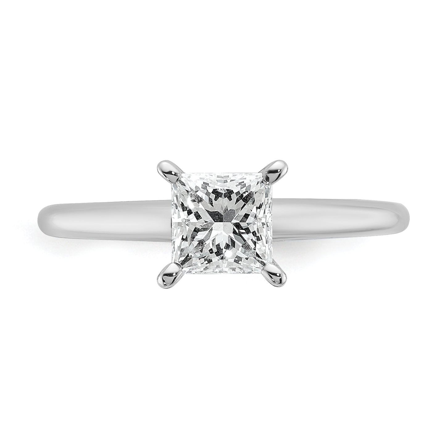 14k White Gold 1 Ct. Certified Lab Grown Diamond VS/SI+ G+ Princess Solitare Engagement Ring