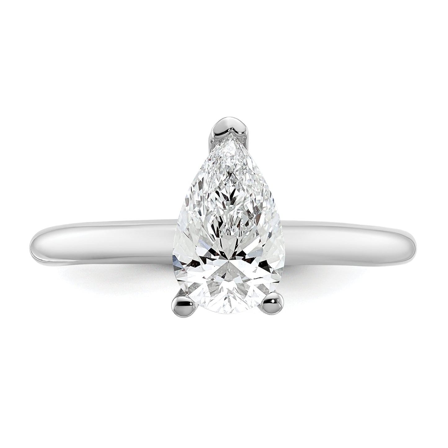 14k White Gold 1 Ct. Certified Lab Grown Diamond VS/SI+ G+ Pear Solitare Engagement Ring