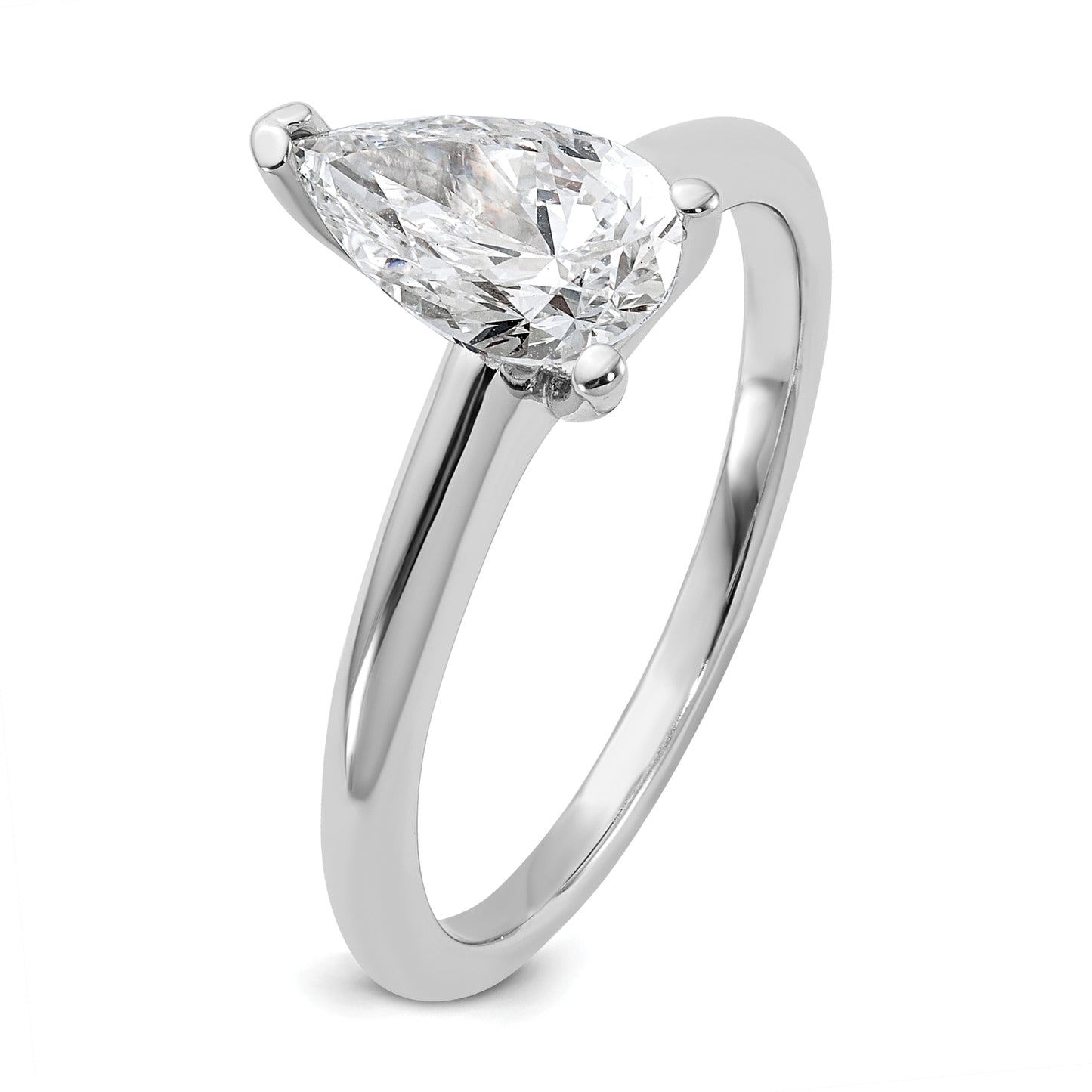 14k White Gold 1 Ct. Certified Lab Grown Diamond VS/SI+ G+ Pear Solitare Engagement Ring