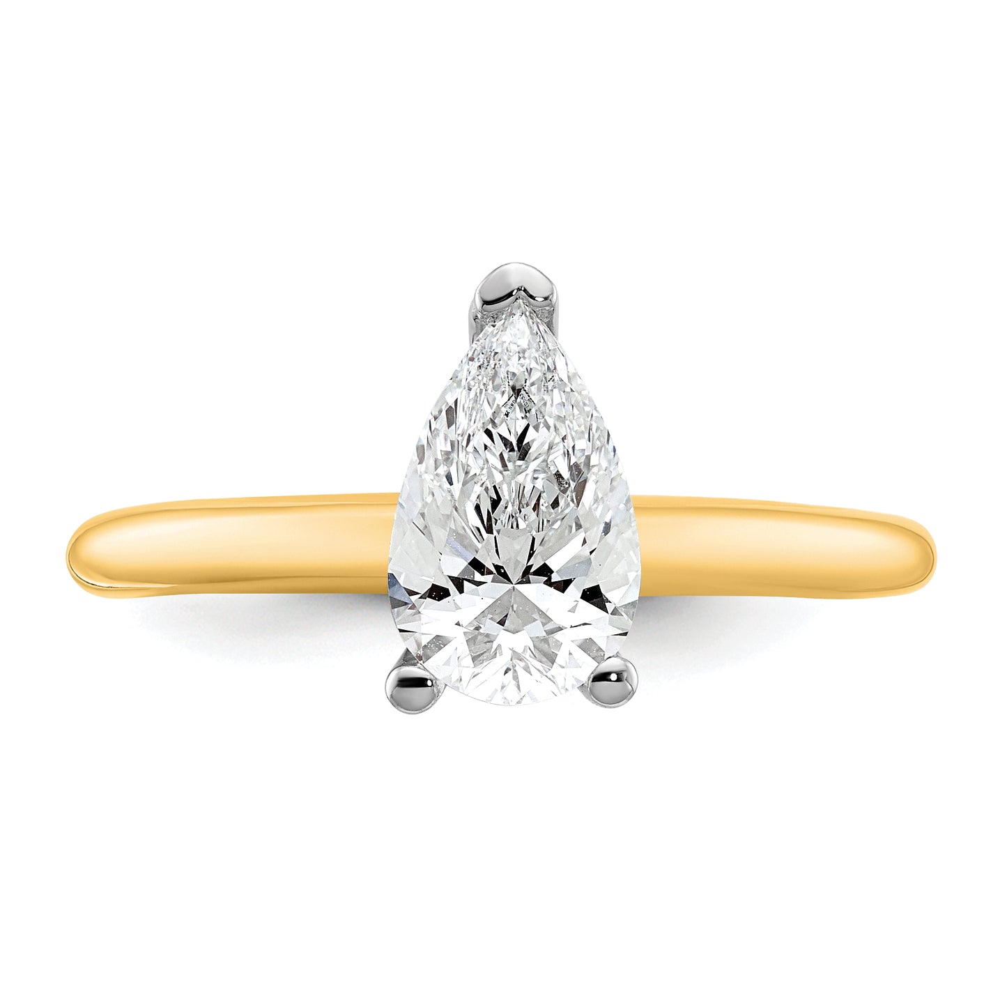 14k Two-tone 1 Ct. Lab Grown Diamond VS/SI+ G+ Pear Solitare Engagement Ring