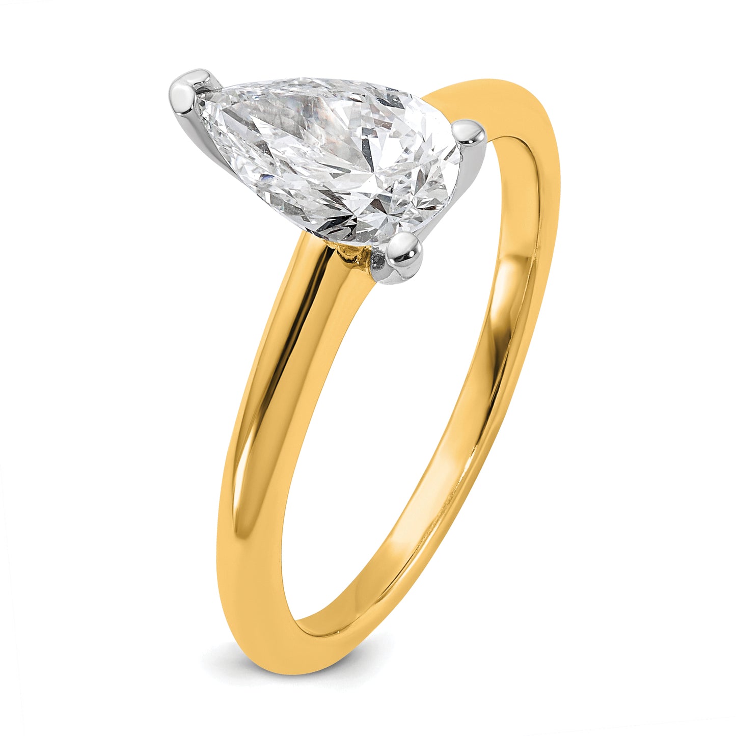 14k Two-tone 1 Ct. Lab Grown Diamond VS/SI+ G+ Pear Solitare Engagement Ring