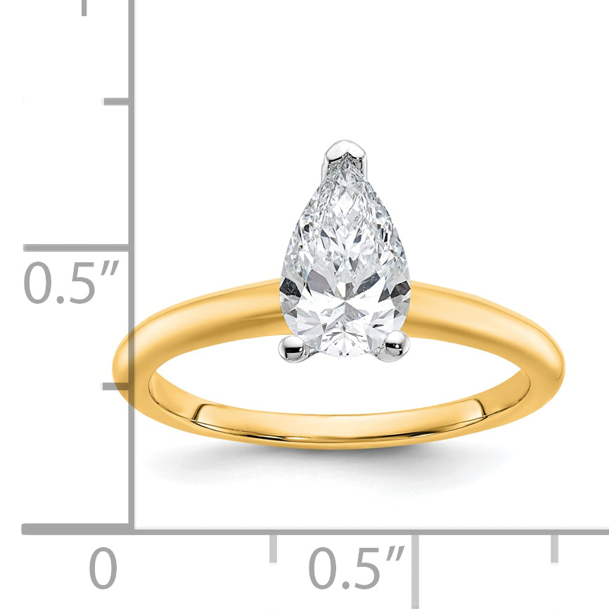 14k Two-tone 1 Ct. Certified Lab Grown Diamond VS/SI+ G+ Pear Solitare Engagement Ring