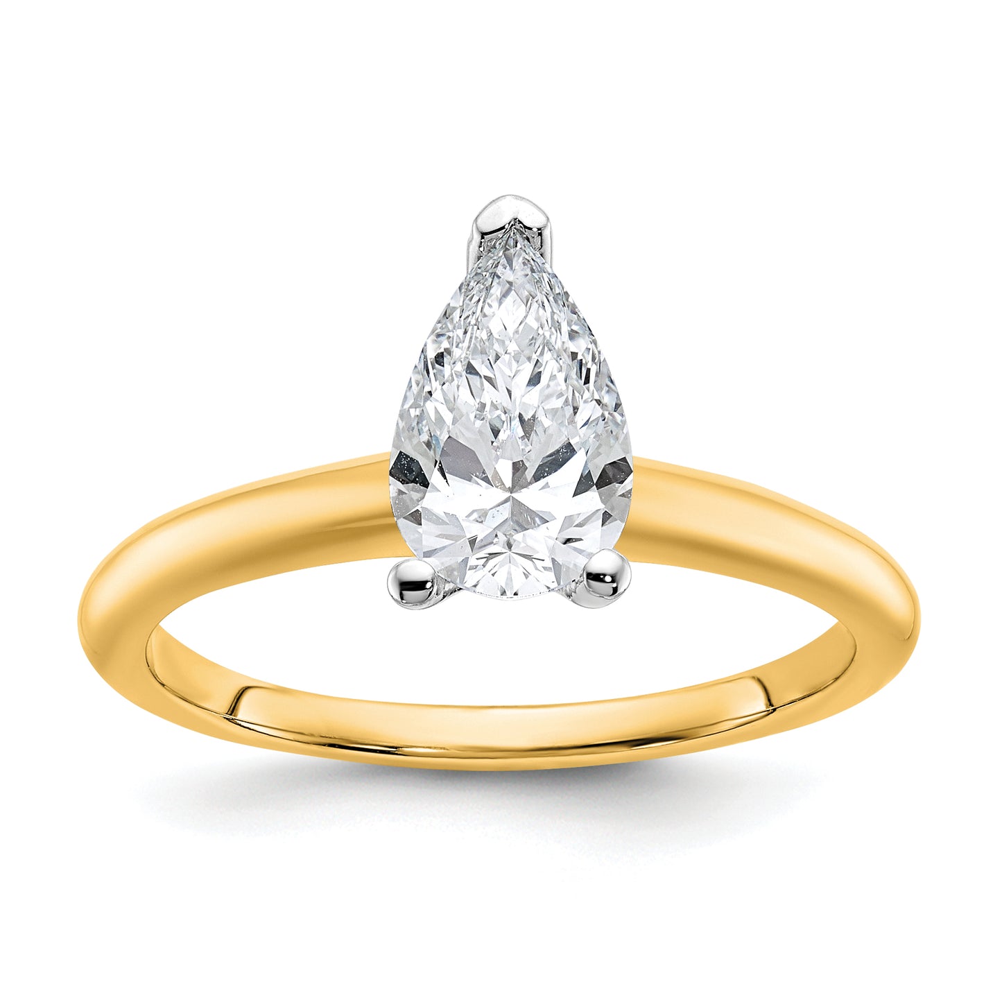 14k Two-tone 1 Ct. Lab Grown Diamond VS/SI+ G+ Pear Solitare Engagement Ring