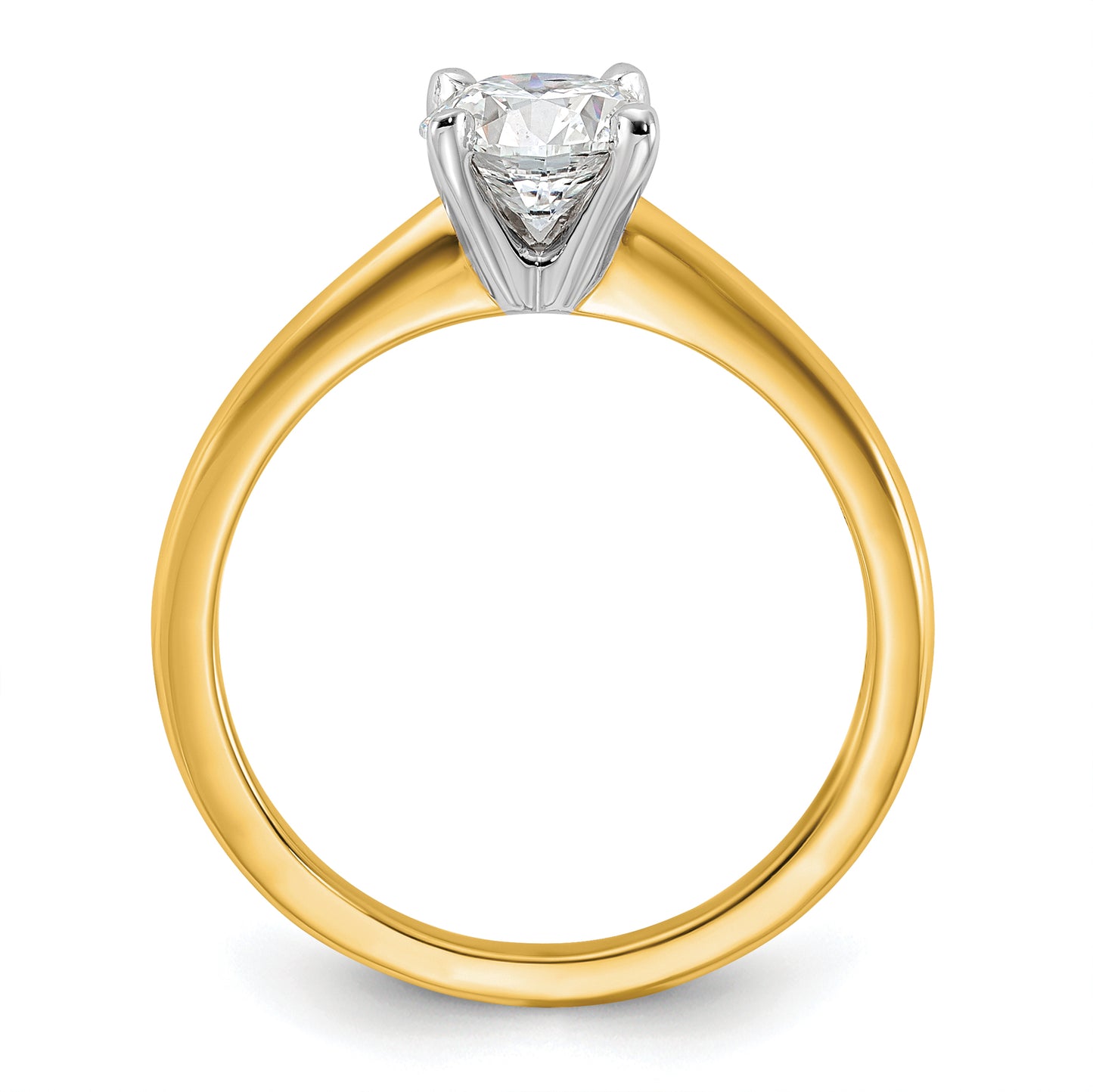 14k Two-tone 1 Ct. Certified Lab Grown Diamond VS/SI+ G+ Round Solitaire Engagement Ring